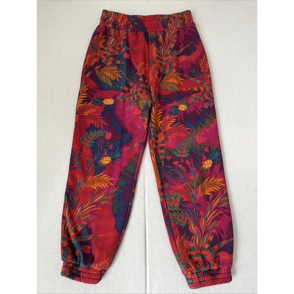 FARM Rio Pants - Farm Rio Jungle Tie Dye Tropical Joggers Sweatpants Red Purple Size Medium